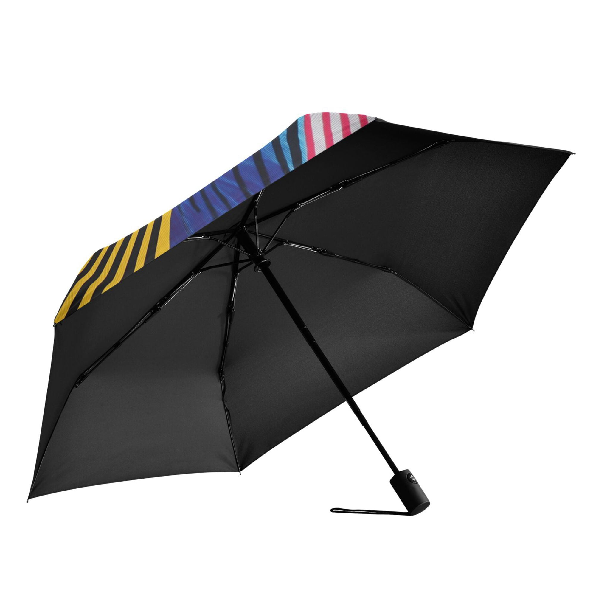 FORMRS Travel Umbrella Folding Auto Open Close Windproof Rain UV Protection, Stripes Pattern