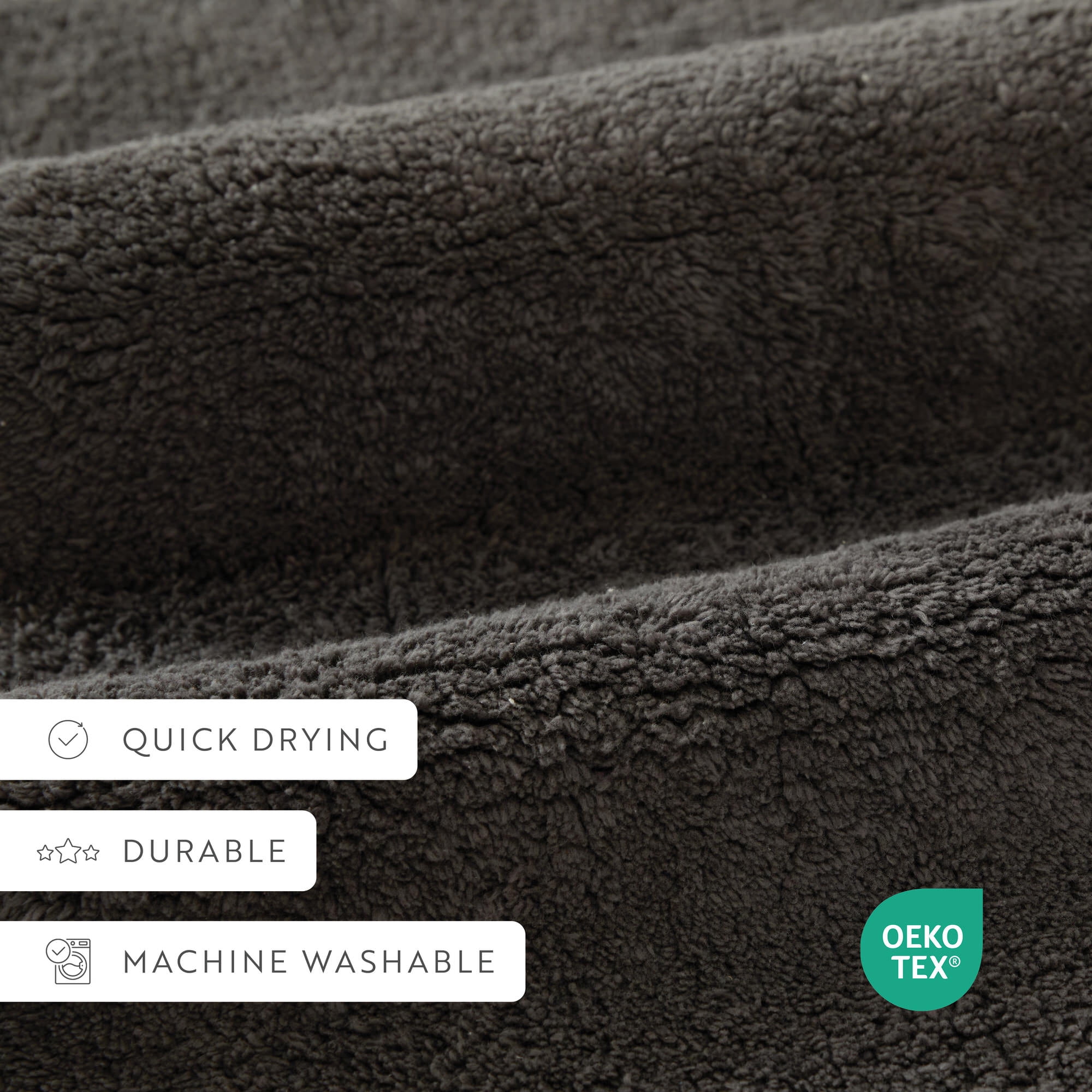 Noble Linens Reversible Dual-Texture Cotton Bath Mat, 24 in x 17 in, Gray