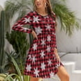 thumbnail image 5 of Fall Dresses for Women 2024, Snowflake Red Plaid Womens Fall Dresses Long Sleeve Casual Tie Waist Clothes, Womens Fall Fashion 2024 Midi  Dresses Outfits with Pocket, 5 of 6