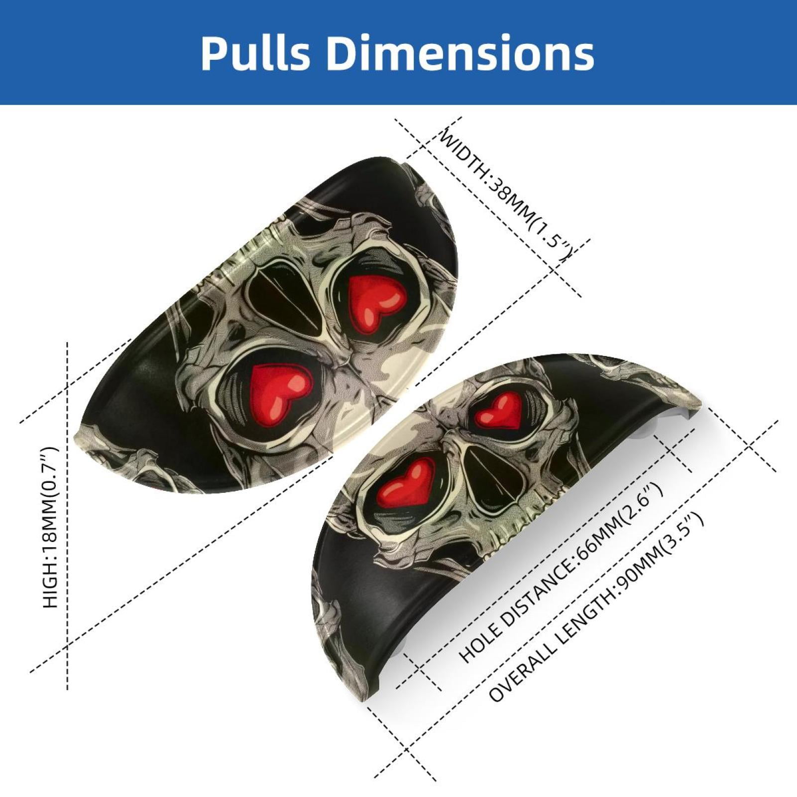 PhooArto 6 Pcs Cup Drawer Pulls, Skull with Love Heart Shell Shape Handles Cabinet Knobs for Dresser Cupboard Closet Wardrobe with Screws