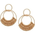 thumbnail image 1 of Raffia Hoop Earrings for Women Girls Fun Boho Summer Beach Earrings Lightweight Handmade Straw Wicker Rattan Dangle Earrings Statement Geometric Round Drop Earrings, 1 of 5