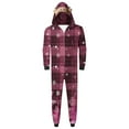 thumbnail image 3 of Odeerbi Christmas Onesie Pajamas for Family Holiday Sleep Jumpsuit Long Sleeve Family Christmas Pajamas Matching Sets Dad Fashion Lattice Print Plush Jumpsuit Sleepwear PJs Set Red, 3 of 5