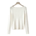 thumbnail image 5 of THNCYX Relaxed Crew Neck Knit Pullover Top Solid Color Lightweight Sweater Style Long Sleeve Women's Casual Shirt for Fall Winter Layering, 5 of 5