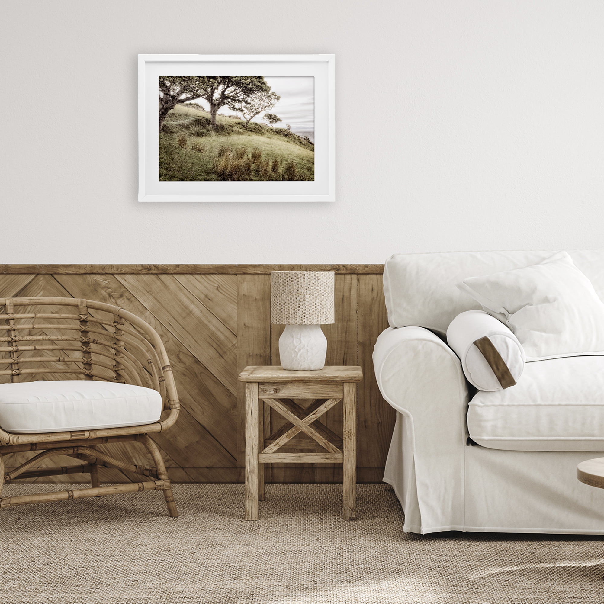 Stupell Industries Irish Hillside Landscape White Framed Print Under Glass, design by Andy Amos