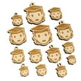 thumbnail image 1 of Occupation Student Graduate Cap Graduation Woman Icon Wood Mini Charms Shapes DIY Craft Jewelry - With Hole - Various Sizes (16pcs), 1 of 7