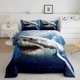 thumbnail image 1 of Juego de edredón infantil para niños y niñas,3D Shark Fish Down Comforter 3 Piece Hawaiian, 1 of 6