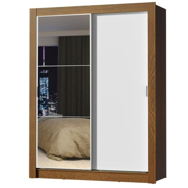 Ropero Closet Madesa Denver 2 Puertas Corredizas con Espejo Marrón/Blanco
