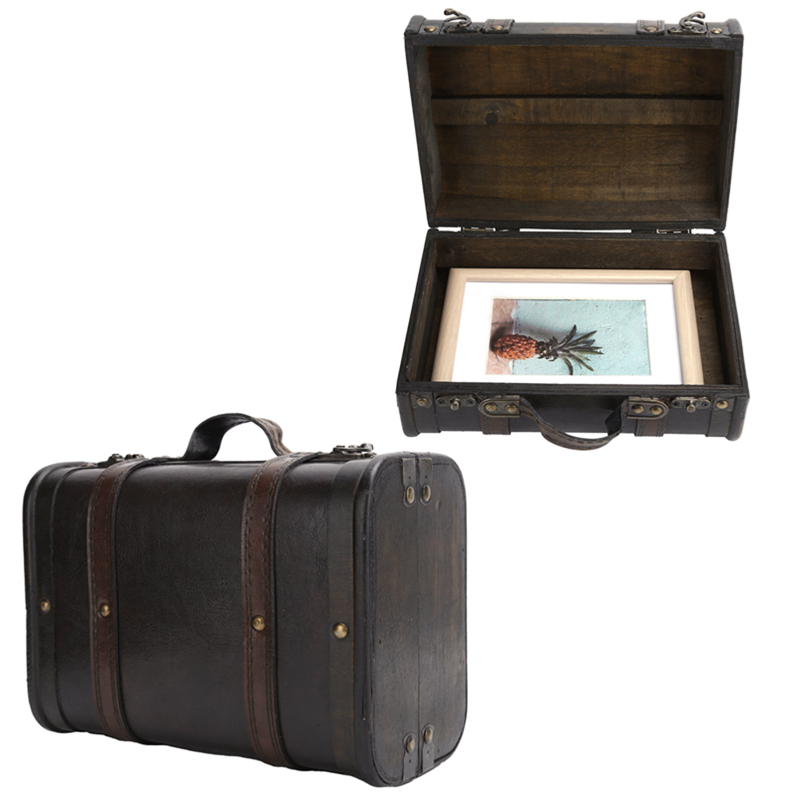 LHCER Vintage Luggage Case, Retro Suitcase Wooden Storage Box Studio Decoration Window Display Photography Props Suitcase