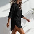 thumbnail image 5 of NSLGXD Long Sleeve Shirt Dress for Women 2026 Button Down Lapel Collared Beach Cover Ups Cotton Blend Summer Breathable Mini Dresses S-3XL, 5 of 7