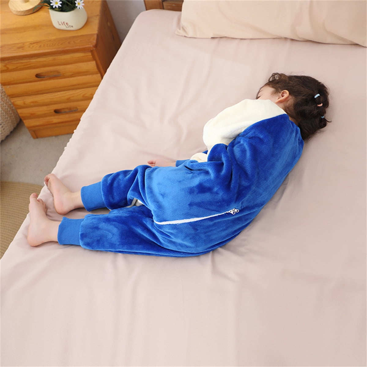 WIBACKER 9M-6Y Baby Warm Flannel Sleeping Bag with Feet, Penguin Sleepsuit, Kids Toddler Boys Girls Double Zipper Wearable Sleep Sack