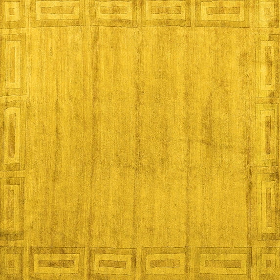 Ahgly Company Indoor Square Abstract Yellow Modern Area Rugs, 3' Square