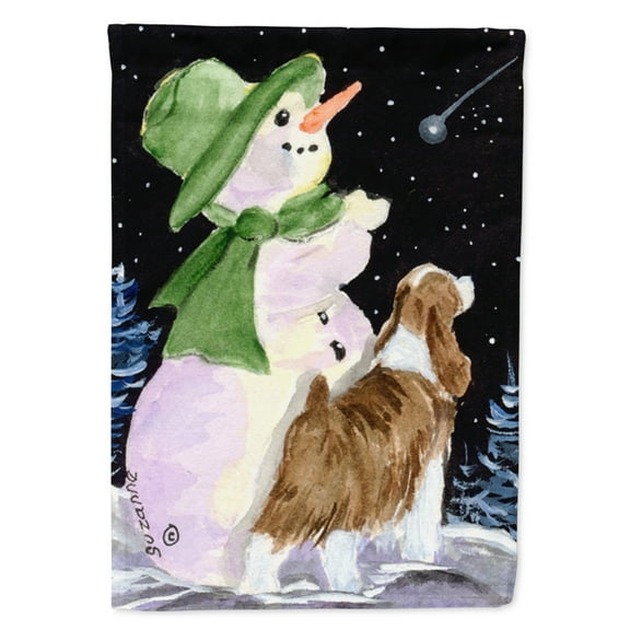 Caroline's Treasures SS8949-FLAG-PARENT Snowman with English Springer Spaniel Flag, , multicolor