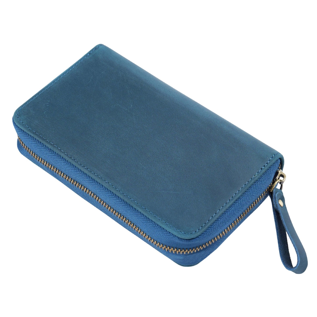Traditional Fashion Genuine Cattlehide Pencil Case With Multiple Compartment Thin Plan For Students
