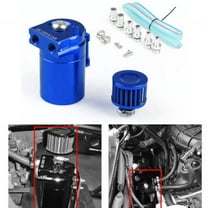 Blue Universal Aluminum Oil Catch Can Kit Reservoir Tank Engine With Filter