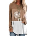 thumbnail image 1 of Sonducket Suéter suelto de manga larga para mujer, camiseta, manga suelta, cuello redondo, estampado informal, sudadera para niña Prendas para la parte del cuerpo Caqui XL, 1 of 4