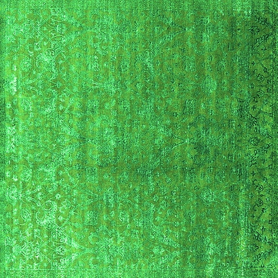 Ahgly Company Indoor Square Oriental Green Industrial Area Rugs, 7' Square