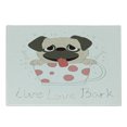 thumbnail image 1 of Pug Cutting Board, Live Love Bark Words with a Puppy in a Tea Cup Happiness Funny Image, Decorative Tempered Glass Cutting and Serving Board, Small Size, Pink Black Pale Pink, by Ambesonne, 1 of 1