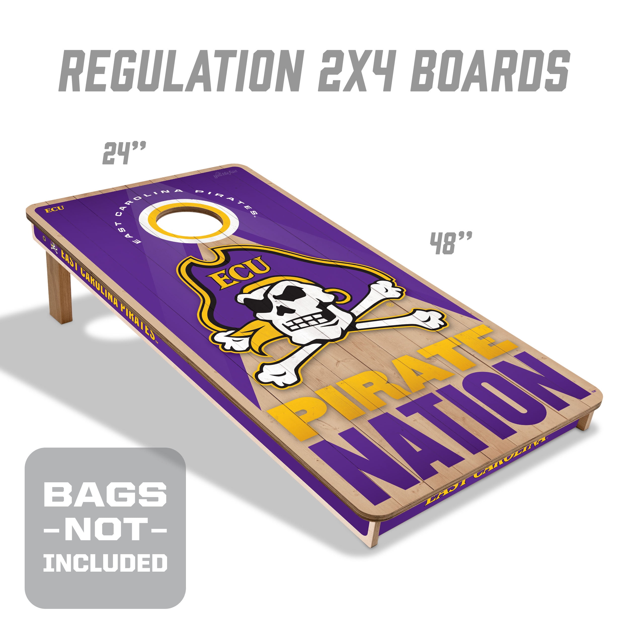 YouTheFan NCAA E Carolina Pirates 2X4 Slogan Series Cornhole NO BAGS