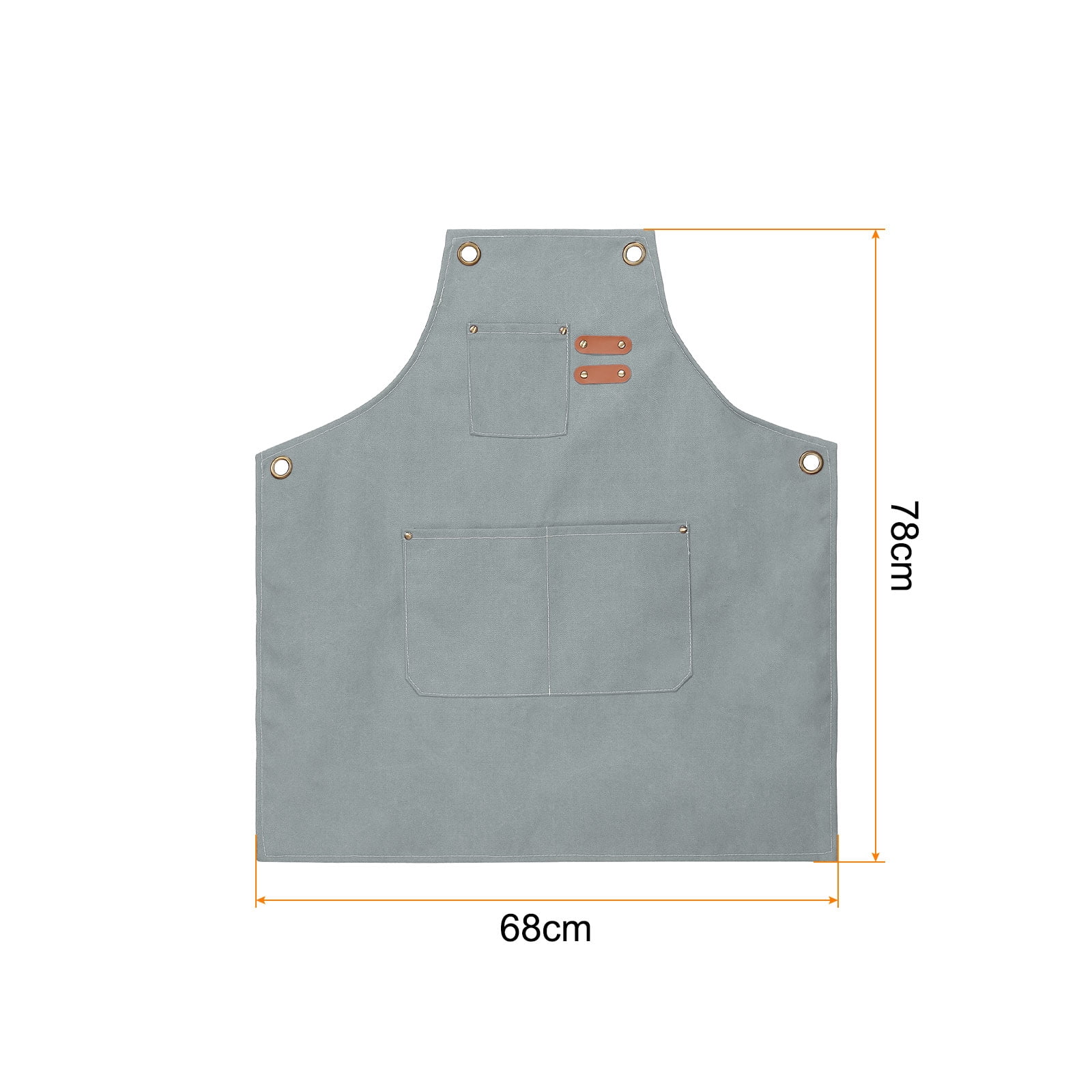 Uxcell Canvas Chef Aprons 75x68cm Adjustable Strap Waterproof Cross Back Kitchen Cooking Apron with 3 Pockets Light Blue