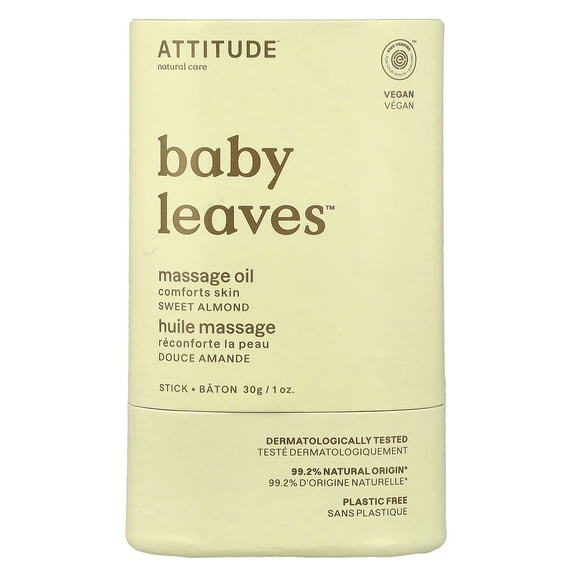 ATTITUDE Baby Leaves, Massage Oil Stick, Sweet Almond, 1 oz. (30 g)