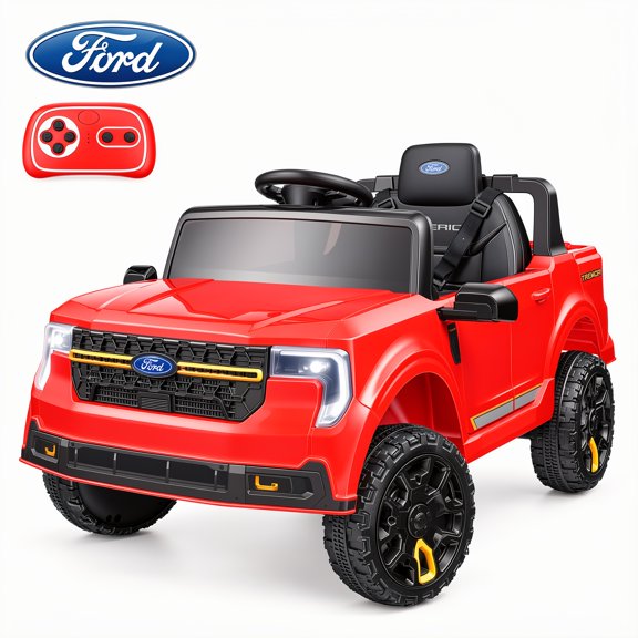 Farmdex 24V Licensed Ford MAVERICK Tremor Ride on Car Toys with Remote Control, 4WD Electric Cars for Kids w/ 3 Speeds, LED Lights, Suspension, Bluetooth, Music, MP3, Red