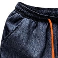 thumbnail image 3 of Mifsaly Mens Washed Denim Look Shorts 5 inch Drawstring Elastic Waist Lounge Shorts Lightweight Baggy Casual Summer Clothes Dark Blue,XXXL, 3 of 4