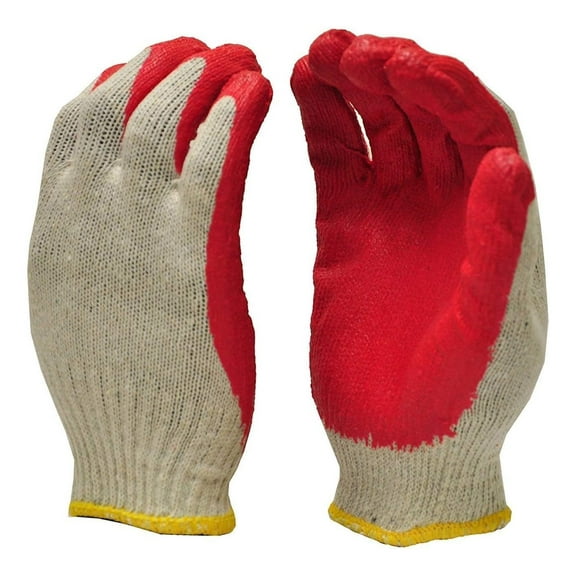 300 Pairs Red Palm Latex Dipped Work Gloves - Cotton Polyester Shell Safety Protection Gloves - Nitrile Coated - Made in Korea
