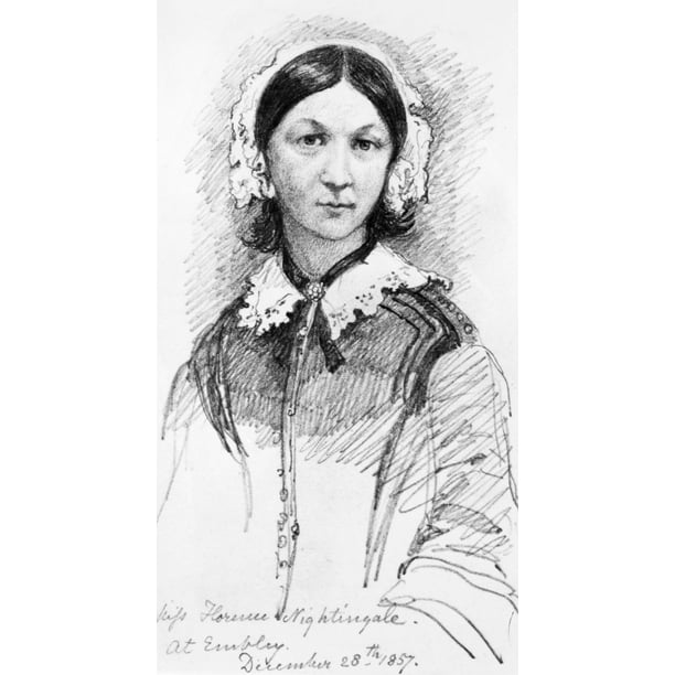  Florence Nightingale N 1820-1910 English Nurse Pencil Drawing By Sir 