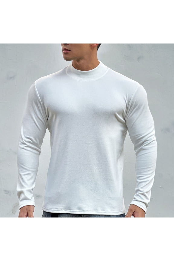 qolati Mens Mock Turtleneck T-Shirts Fall Casual Long Sleeve Pullover Shirt Stretchy Basic Lightweight Undershirt Sweater Tops Sizes S-3XL
