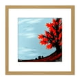 thumbnail image 1 of Abstract Lone Red Maple Tree in Poppy Field on a Winter Morning Square Wooden Framed Wall Art Print Picture 8X8 Inch, 1 of 4