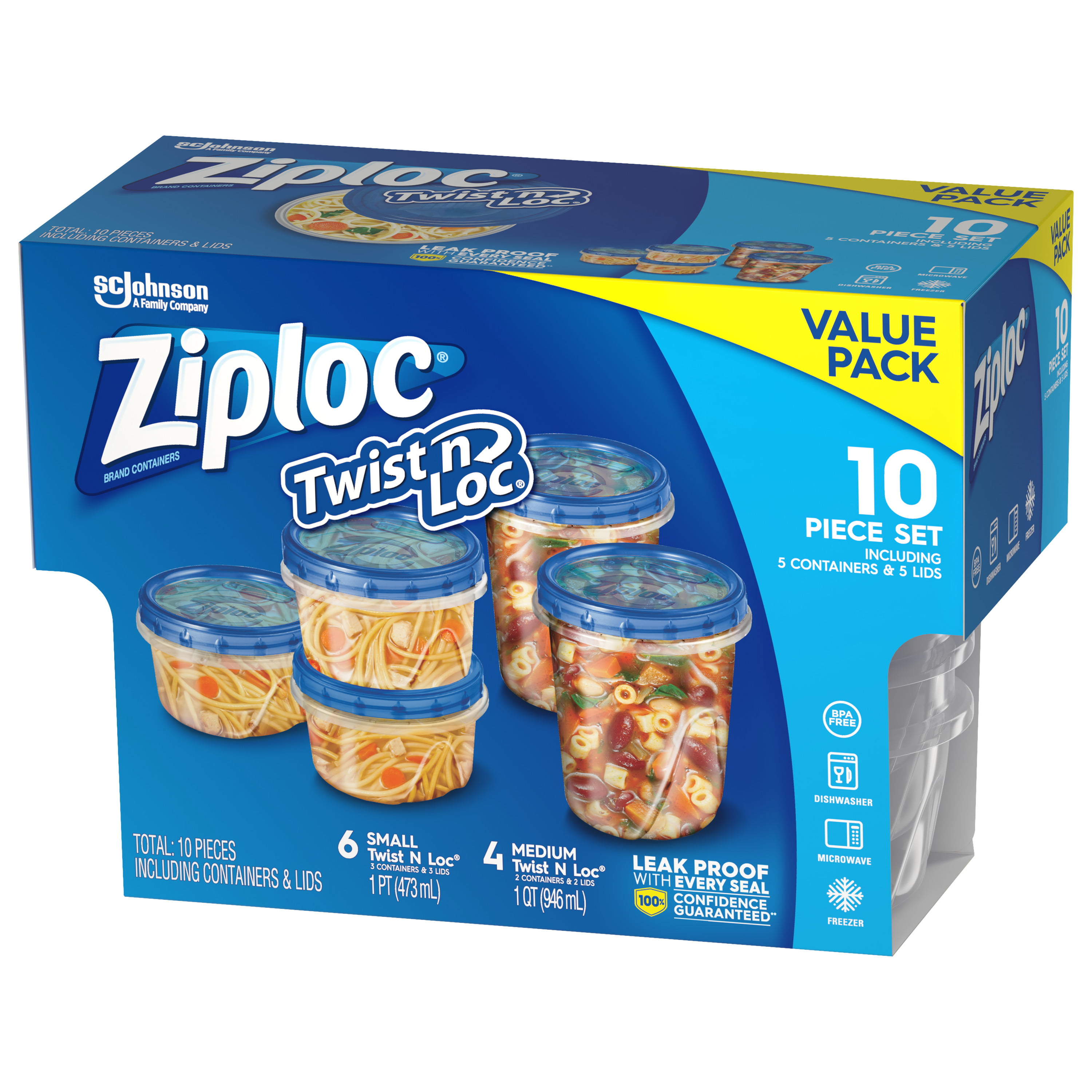 Ziploc 32 oz. Medium Twist 'n Loc Food Containers with Lids 2pk old style  NIB
