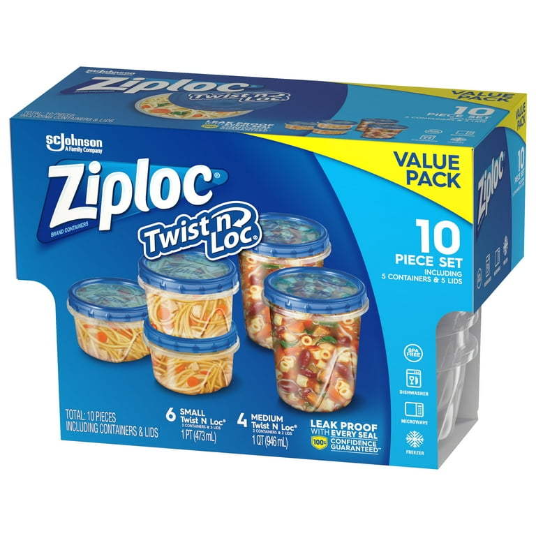 Ziploc Twist 'N Loc 16 oz Plastic Container 3 Pack- with 2 Bonus Erasable  Tupperware Markers 