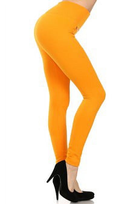 K-Cliffs Women's One size Fleece Leggings in Solid Color with 2 Gold zippers & seams on Front, Mustard, 95% Polyester 5% Spandex