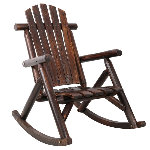 Wooden Porch Rocker Chair,Durable Wooden Porch Rocker Chair,Fir log Rocking Chair,Patio Rockers for Outside,Garde.Brown Color