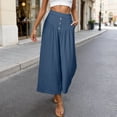 thumbnail image 2 of Aihuaihua Palazzo Pants for Women Casual Summer Wide Leg Cropped Pants Culottes Gaucho Beach Vacation Outfits Green XL, 2 of 4