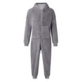 thumbnail image 5 of BRGZLK Kids Onesie Homewear Sherpa Hooded Jumpsuit Cute Boys Long Sleeve Fuzzy Warm Romper Adult Casual Loungewear with Pockets Gray 7-8 Years, 5 of 5
