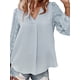 thumbnail image 4 of SAYOO - Camiseta de cuello en V de color sólido para mujer, blusa holgada de manga larga con decoración de flores, suéter holgado SAYOO  Moda, 4 of 6