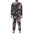 thumbnail image 7 of Salouo Japanese Sushi Hashi Print Button-Front Long Sleeve Pajama Set for Men, Soft 2Pjs Men's Long Sleeve Sleepwear -Small, 7 of 7