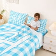 thumbnail image 3 of Castle Fairy Blue Check Letter H Full Size Sheets 4-Piece for Kids,Check Pattern Bed Sheets for Girls, 3 of 6