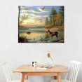 thumbnail image 2 of Yellow Vintage Autumn Landscape Wall Art Wildlife Canvas Print Painting Home Decor Golden Animal Deer Picture Living Room Decorations Fashion, 2 of 6