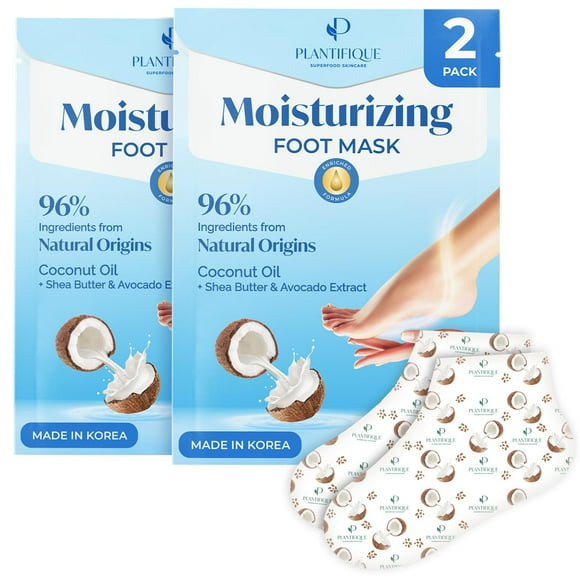 Mascarilla hidratante PLANTIFIQUE para pies secos y agrietados, paquete de 2