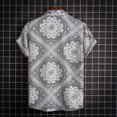 thumbnail image 3 of Camisas Vaqueras Para Hombre Manga Larga Camisa informal con solapa suelta para hombre, camisa con botones de manga corta con estampado Digital de y personalidad, Top de verano hawaiano (White, XL), 3 of 7