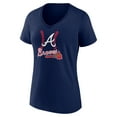 thumbnail image 2 of Women's Austin Riley Navy Atlanta Braves Fastball Player Name & Number V-Neck T-Shirt, 2 of 3