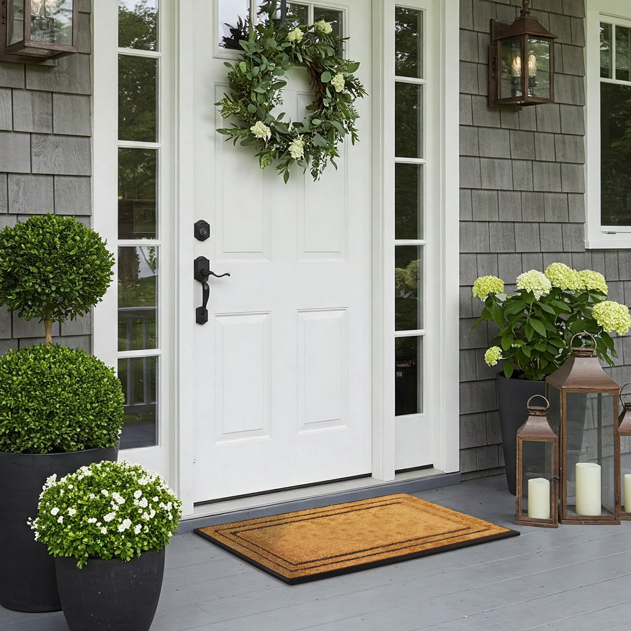 A1 Home Collections Natural Coir & Rubber Door Mat, Long-Lasting Entrance Doormats for Front Door, Thick & Non-Slip Durable Outdoor Entry Mat 18" x 32"