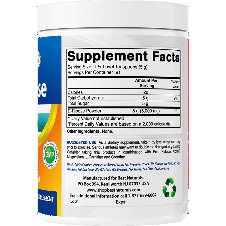 d ribose and acetyl l carnitine Best Naturals, D-Ribose Powder, 1 Lb, Supports Cardio & Muscle Energy