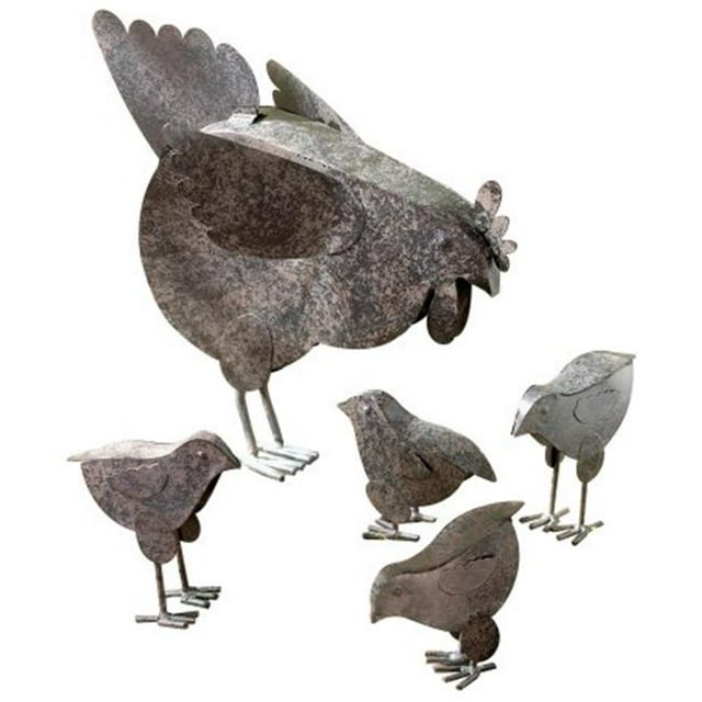 Mother Hen & Chicks Country Garden Sculpture Set