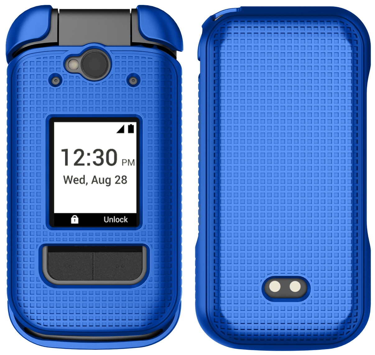 Nakedcellphone Case and Belt Clip Combo for Sonim XP3plus 5G Flip Phone (XP3 Plus X320, 2025), Textured Hard Cover and Holster/Holder - Cobalt Blue