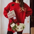 thumbnail image 3 of Suéter de Navidad suelto y engrosado, calcetines de Navidad, muñeco de nieve, bolsillo de muñeca, puente rojo, Jersey coreano, Año Nuevo, 3 of 5