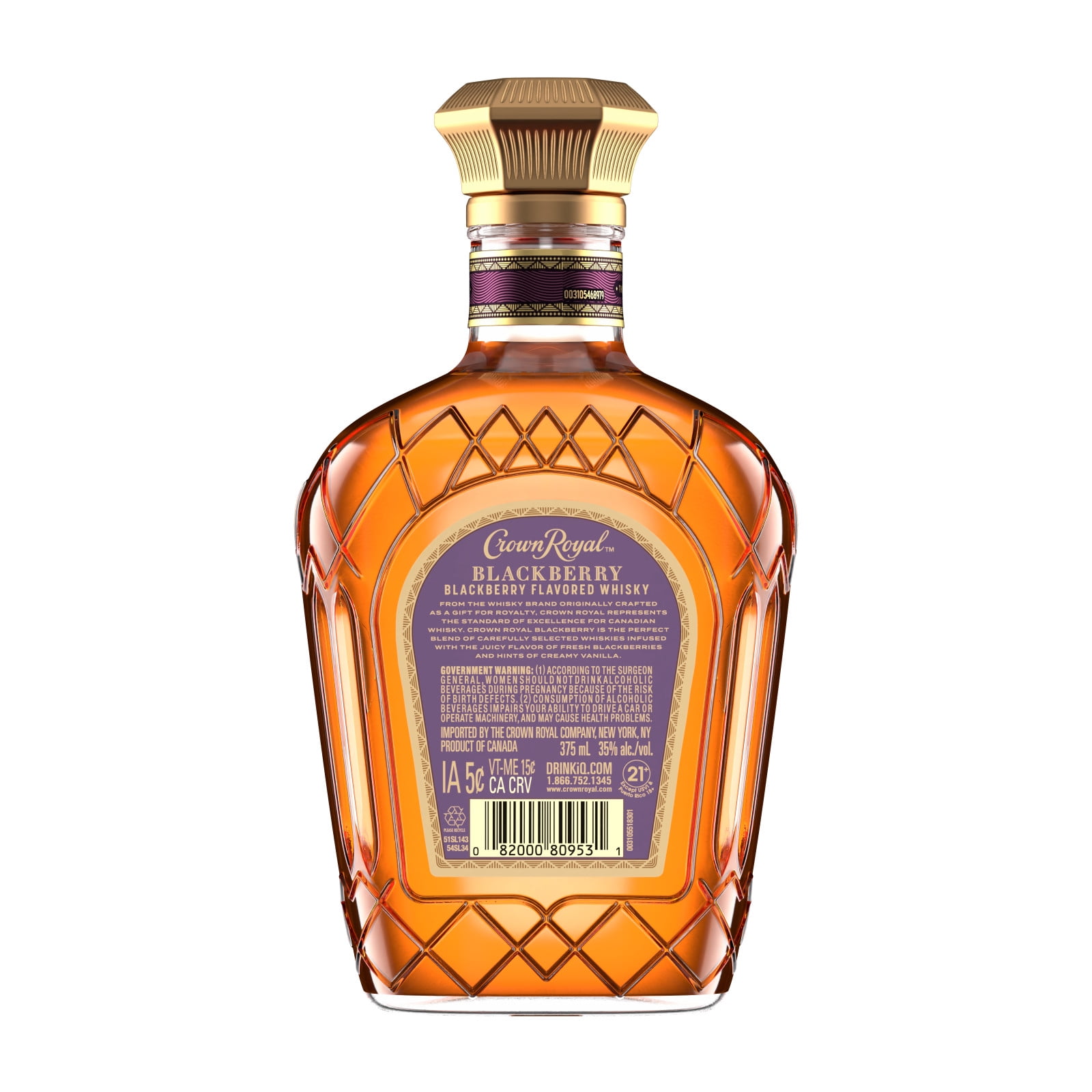 Crown Royal Blackberry Flavored Whisky, 375 mL, 35% ABV - Walmart.com