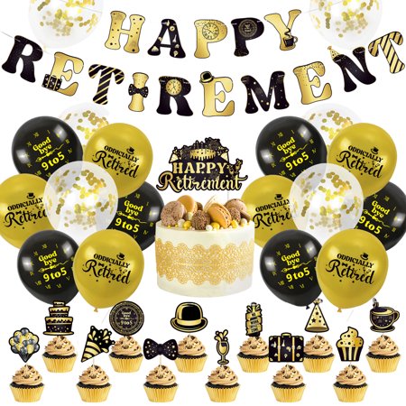 32 piece retirement decoration set, 18 latex balloons 13 cupcake